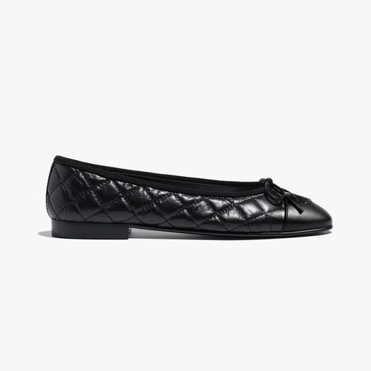 BALLET FLATS BLACK AGED CALFSKIN - 35