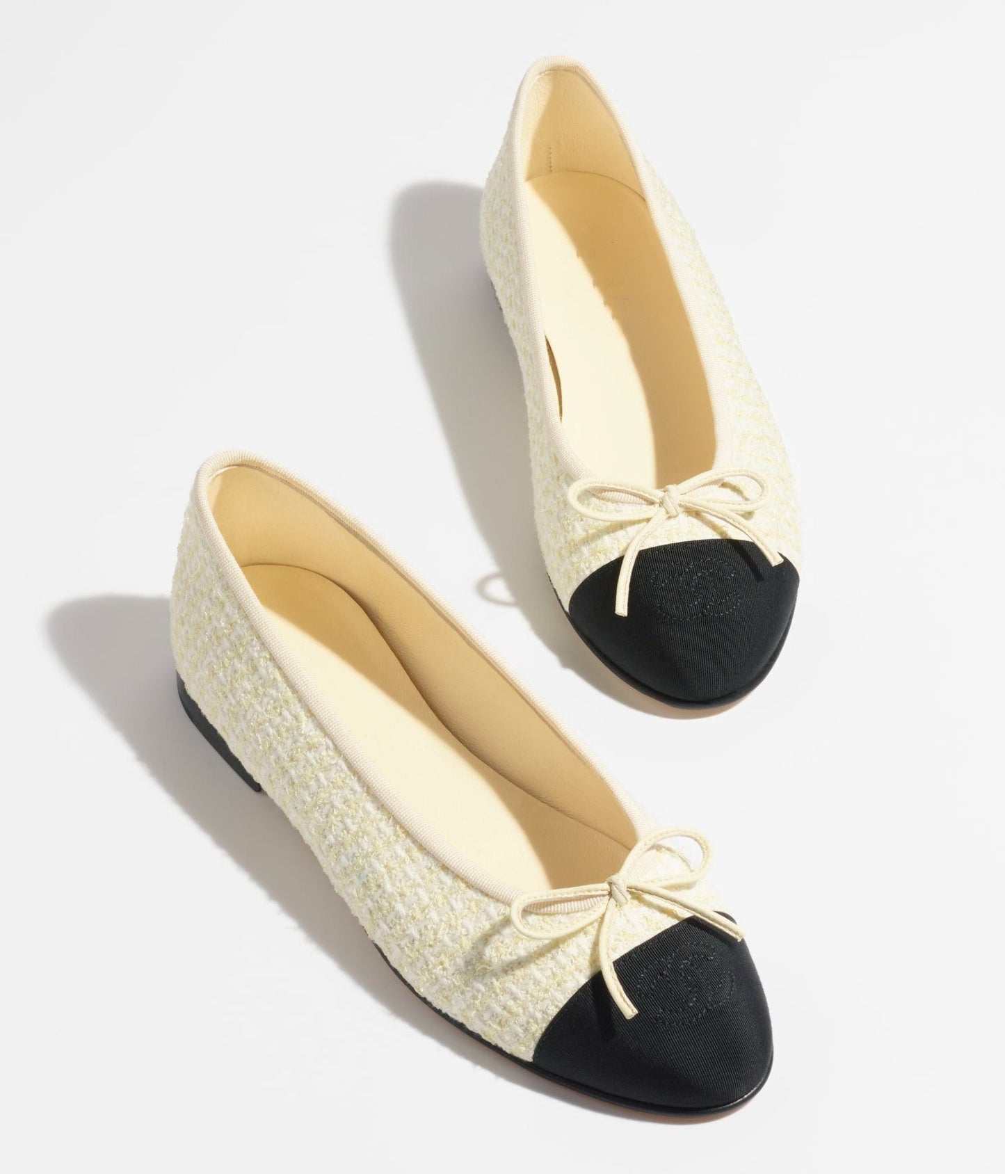 BALLET FLATS LIGHT YELLOW BLACK TWEED - 35