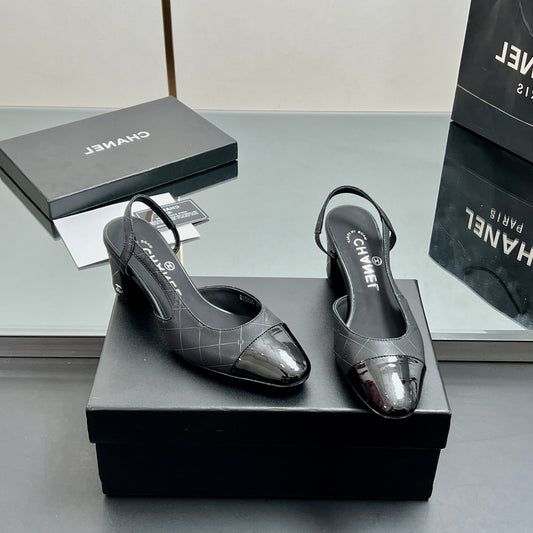 CC SLINGBACK 25S 65 MM ЧОРНА ШКІРА ЯГНЯТИ З КЛІТИНКОЮ - 35