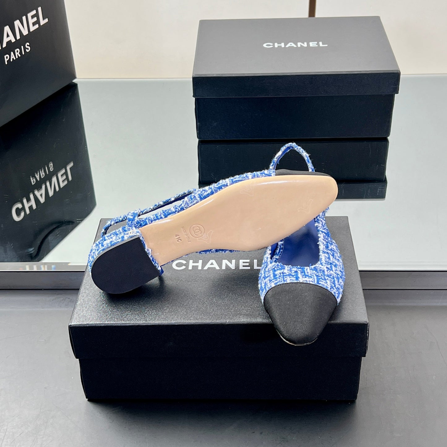 CC SLINGBACK 25S 25 MM IN COBALT BLUE TWEED - 35