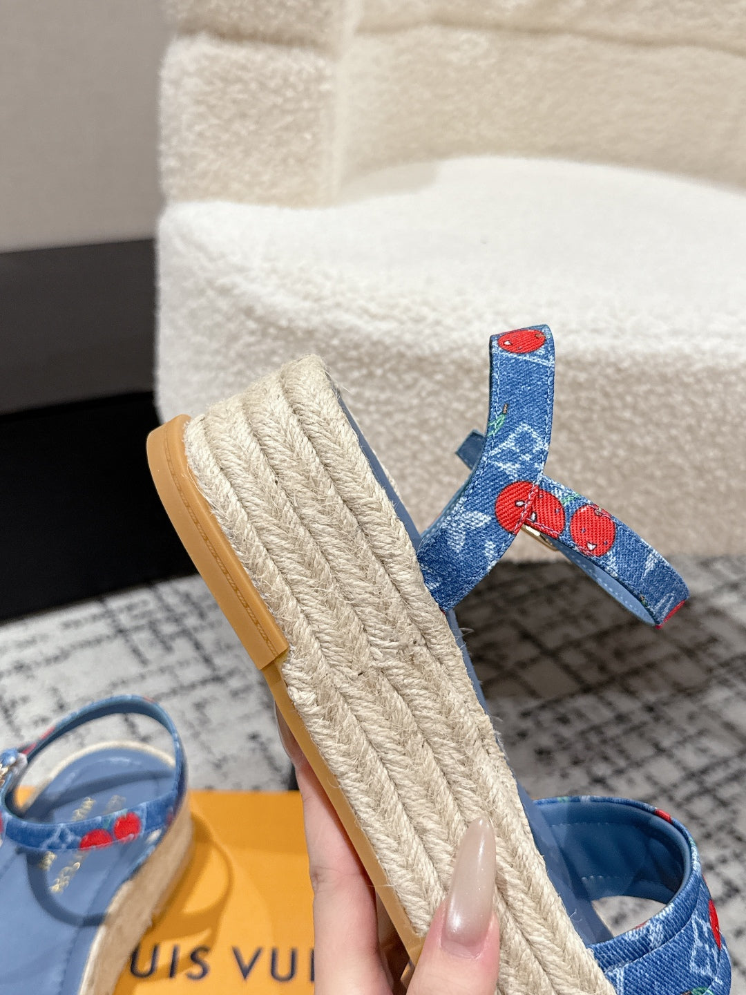 LV PLATFORM ESPADRILLE SANDALS 25S IN BLUE DENIM - 35
