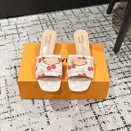 LV CHERRY HIGH HEELS 25S 55 MM IN NUDE DENIM STYLE 9 - 35