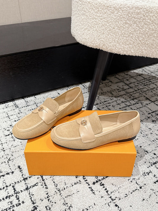 LV LOAFER 25S З БЕЖЕВОЇ ЗАМШІ ТА ТЕЛЯЧОЇ ШКІРИ - 35