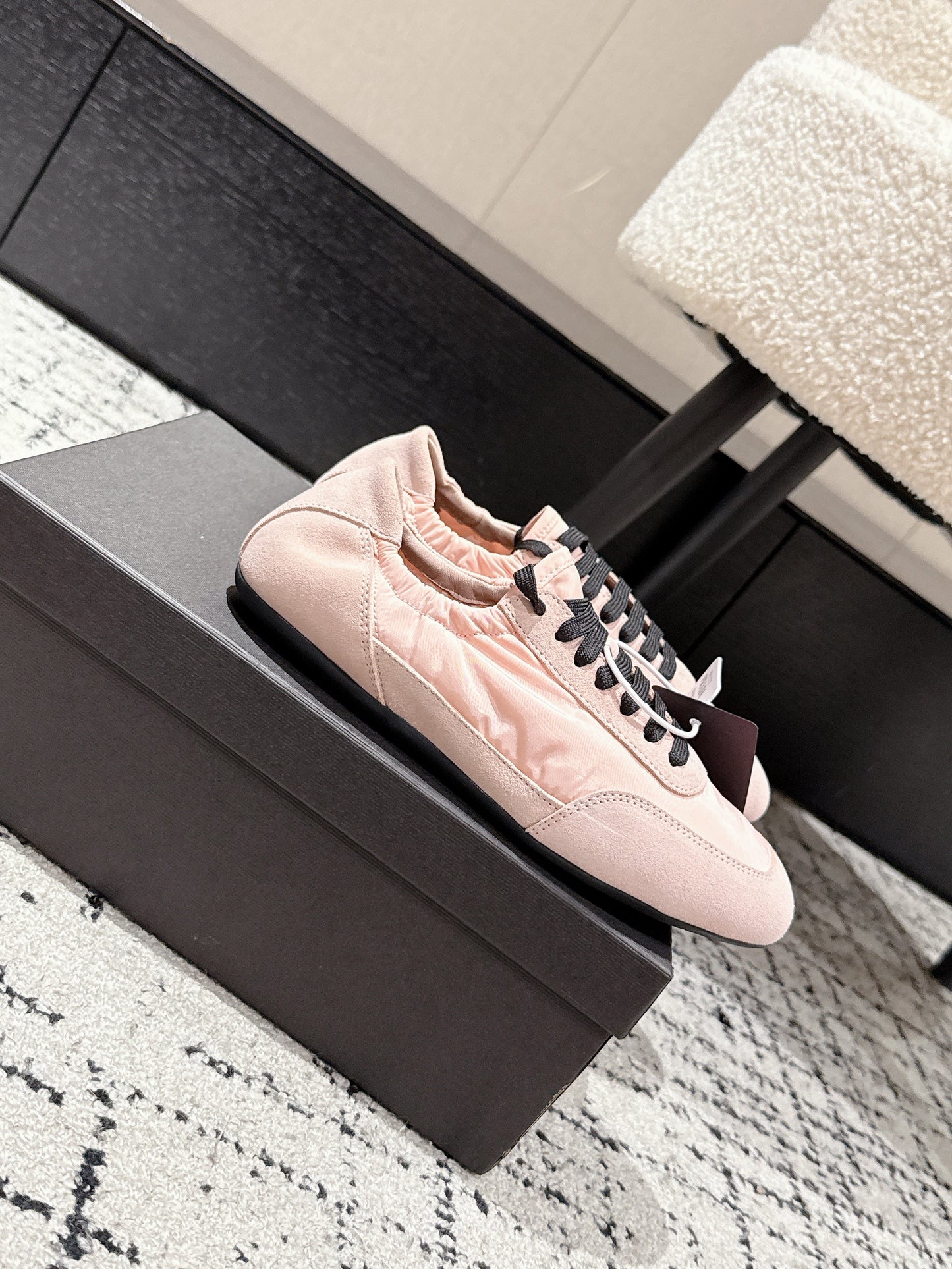 PRADA 25S COLLAPSE SNEAKERS IN LIGHT PINK RE NYLON AND SUEDE - 35