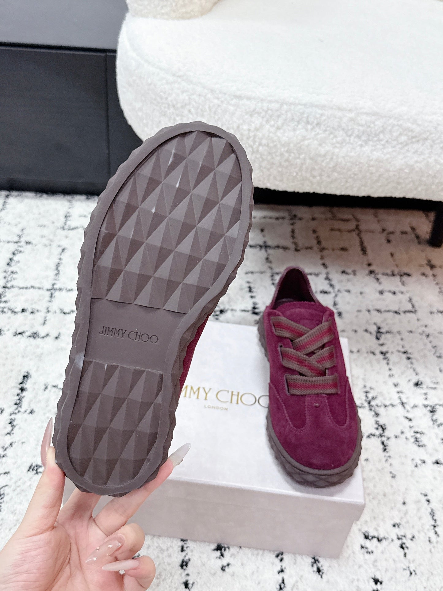 КРОСІВКИ JIMMY CHOO 26S З ТЕМНО-ЧЕРВОНОЇ ЗАМШІ
