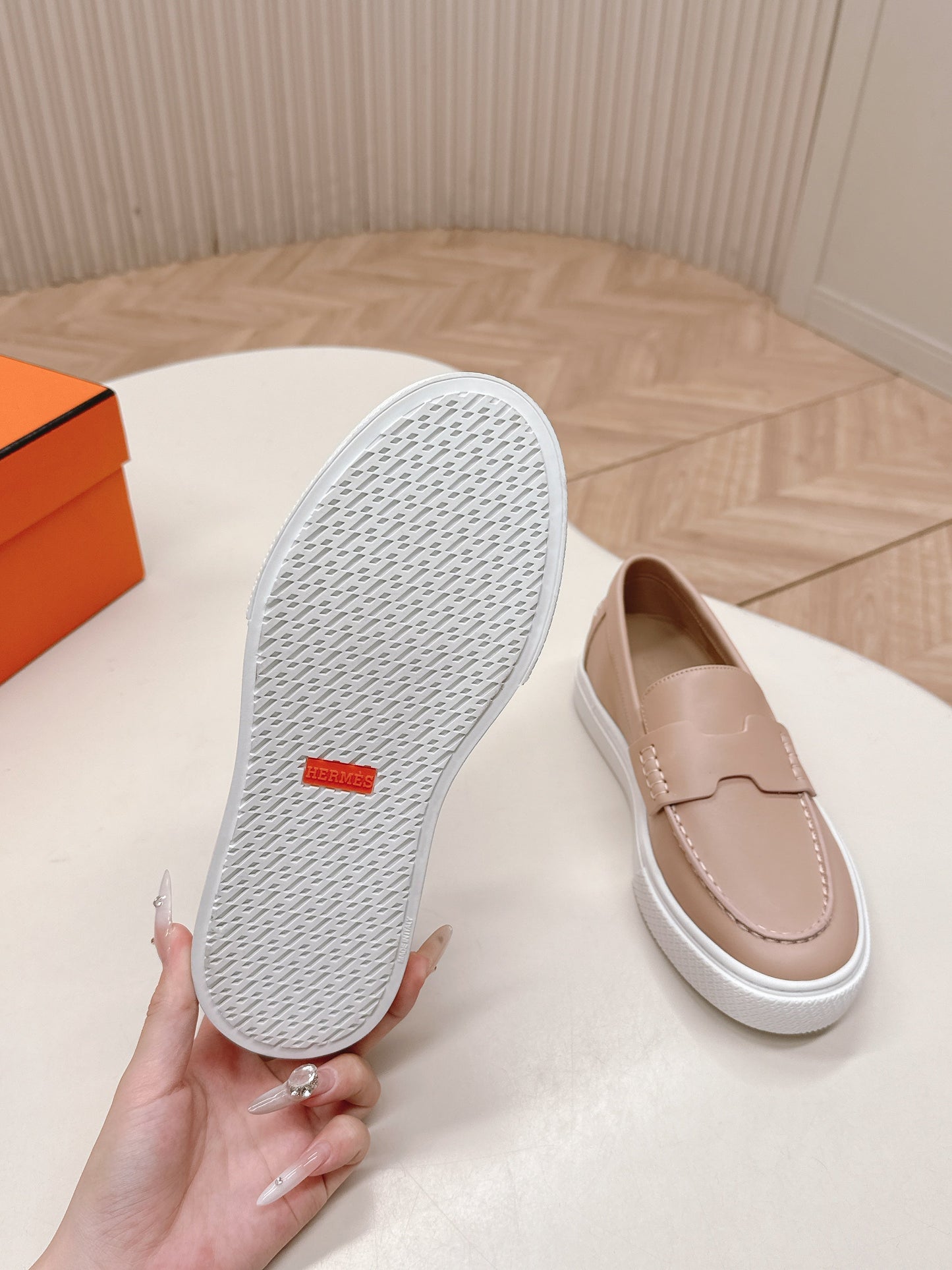 HM 25S SLIP-ON IN SOFT NUDE PINK LAMBSKIN - 35