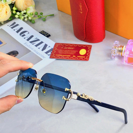 PANTHÈRE RECTANGULAR FRAME SUNGLASSES 580762 IN METAL - Blue