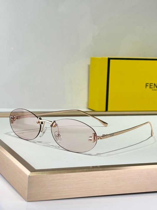 FIRST CRYSTAL RIMLESS OVAL FRAME SUNGLASSES FE4075US IN METAL - Pink