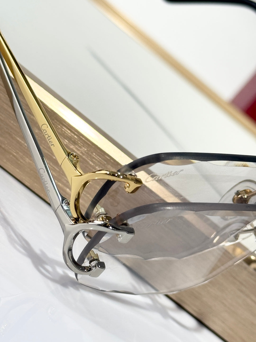 PHOTOCHROMIC LENSES C DE SQUARE FRAME SUNGLASSES CT0093O IN METAL - Yellow