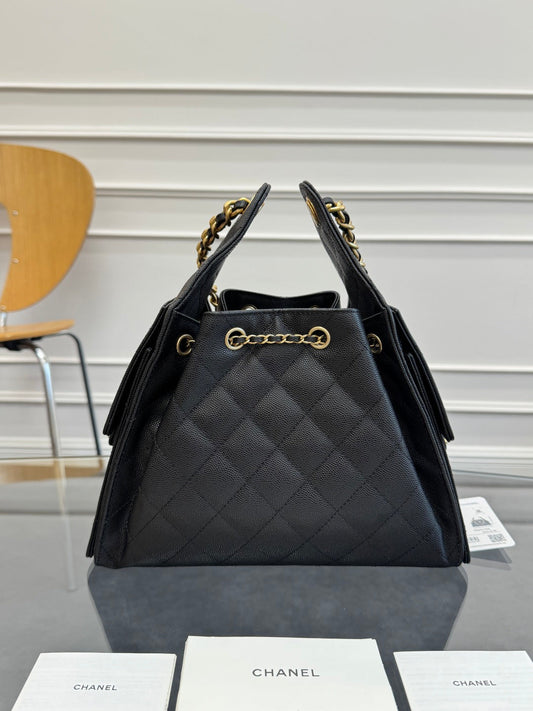 СУМКА CHANEL 25S HOBO 30 З ЧОРНОЇ ІКРИСТОЇ ШКІРИ