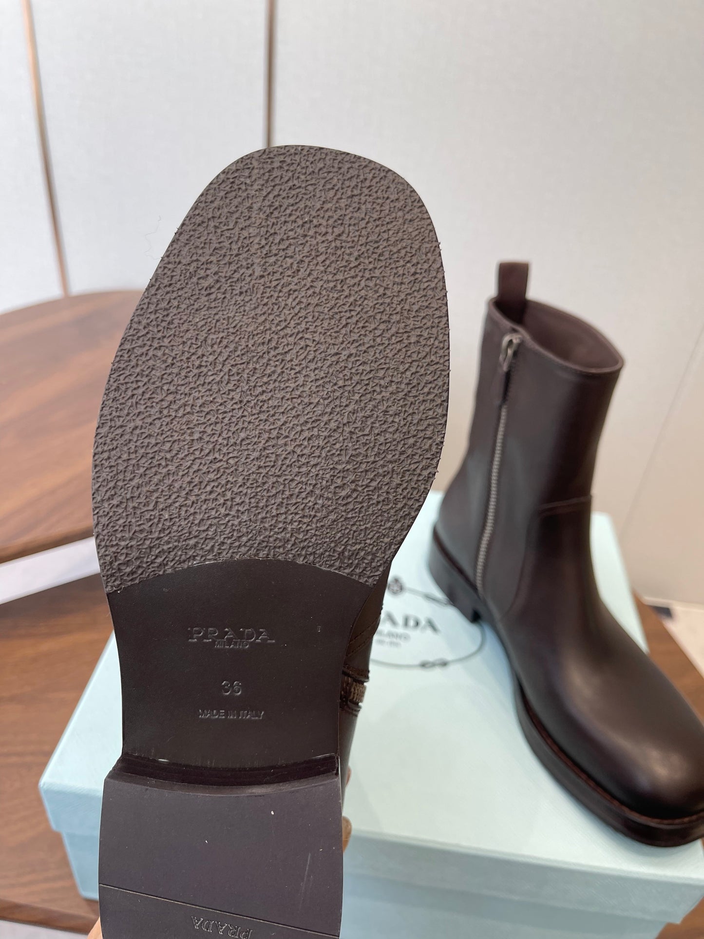 PRADA 25S COWBOY BOOTS IN DARK BROWN CALFSKIN - 35