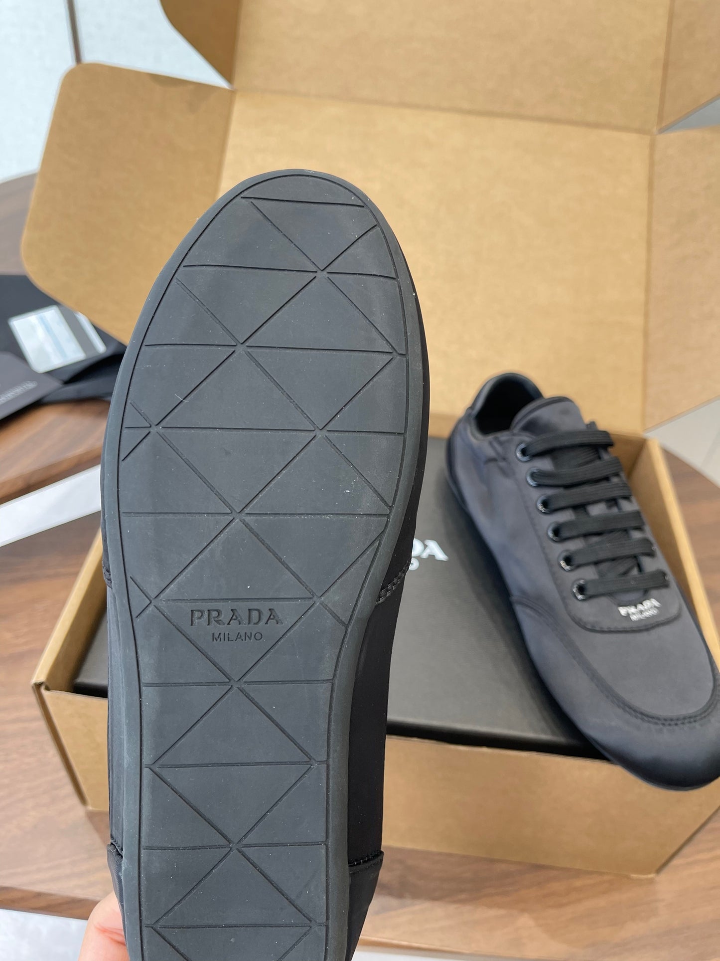 PRADA 25S SNEAKER IN BLACK SILK - 35