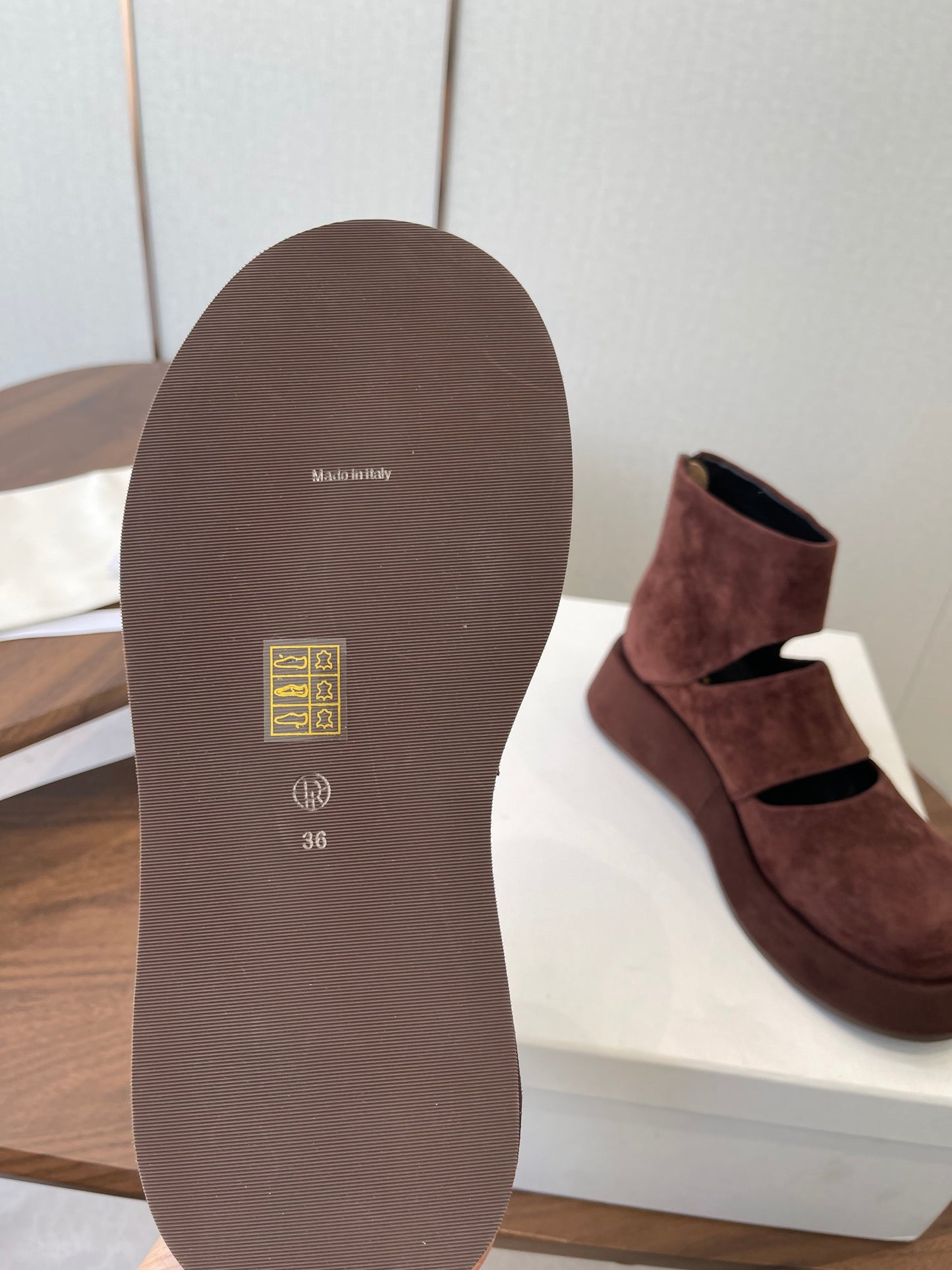 THE ROW 26S PLATFORM MARY JANE IN CHOCOLATE BROWN SUEDE