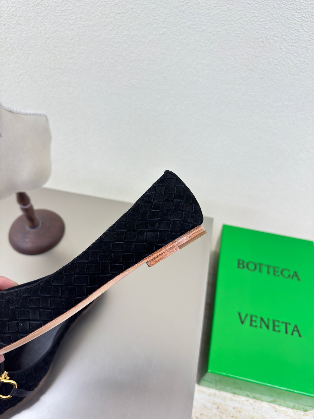 BALLET FLAT IN BLACK INTRECCIATO SUEDE - 35