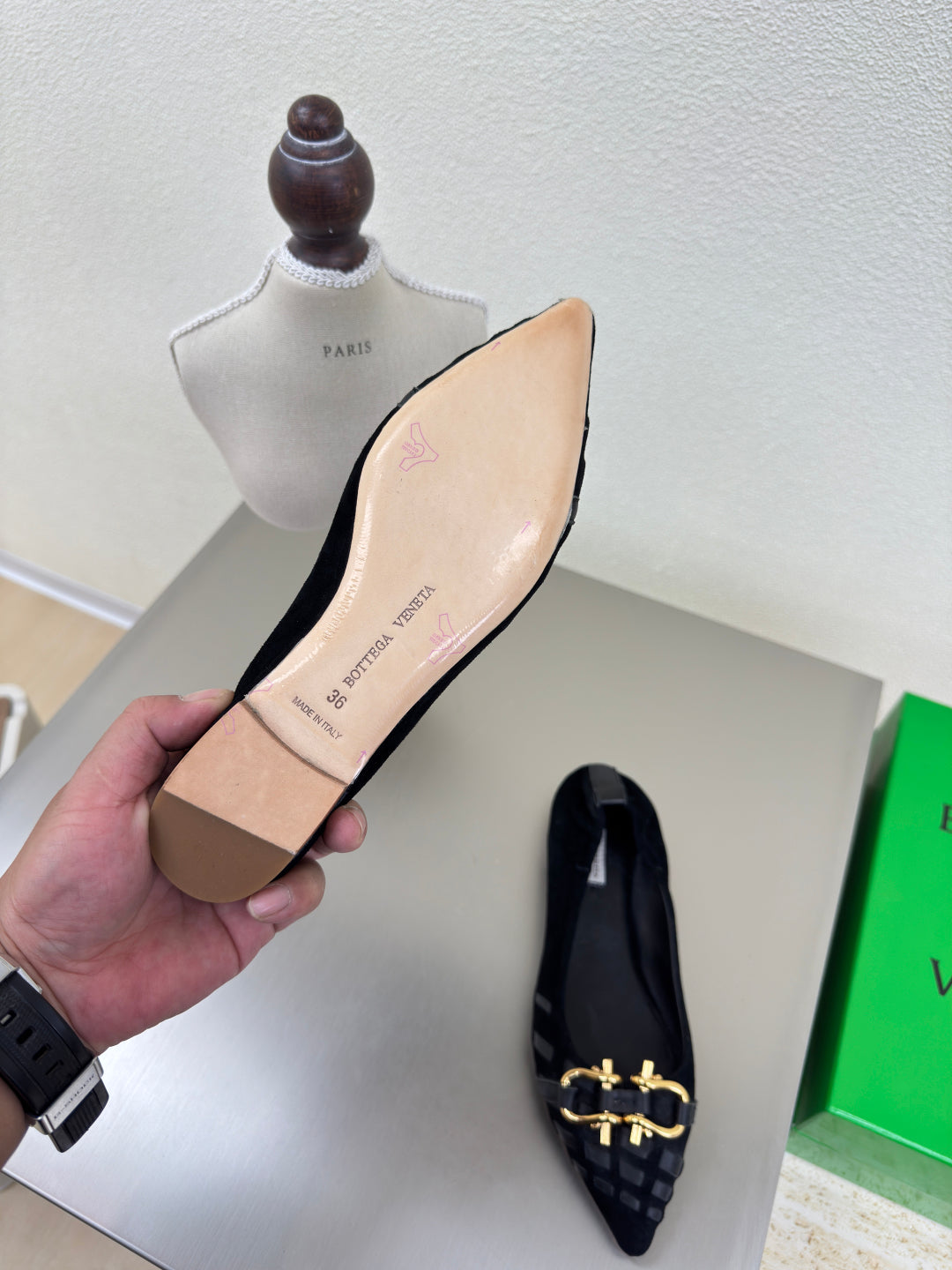 BALLET FLAT IN BLACK SUEDE - 35