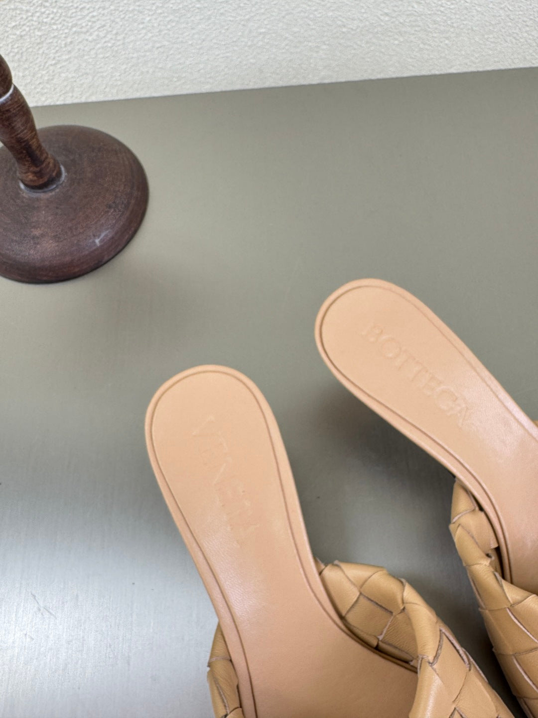 BLINK HIGH 5 CM MULE IN BUFF BEIGE INTRECCIATO LEATHER - 35