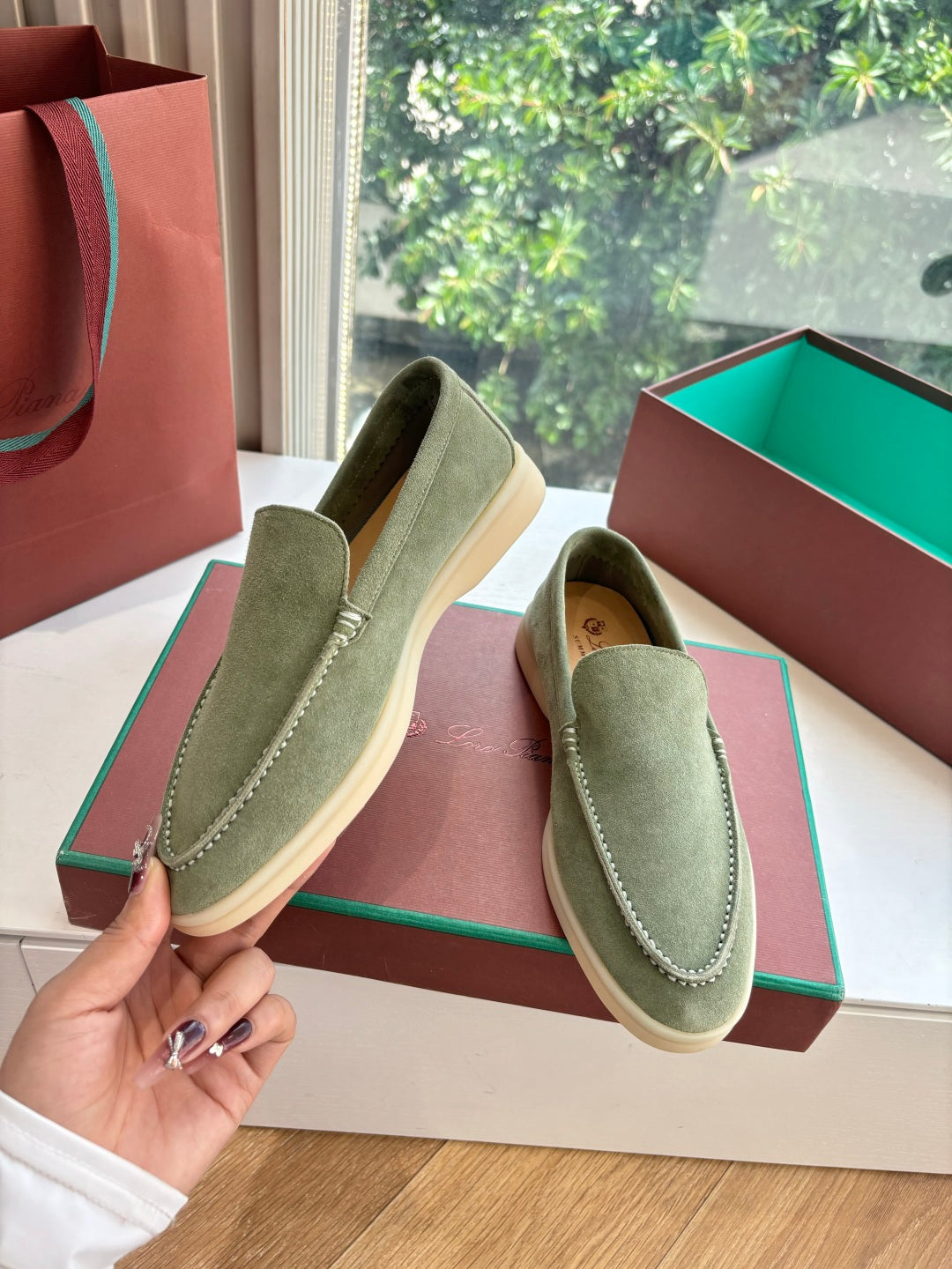 LP LOAFERS 25S IN OLIVE GRAY CASHMERE - 34