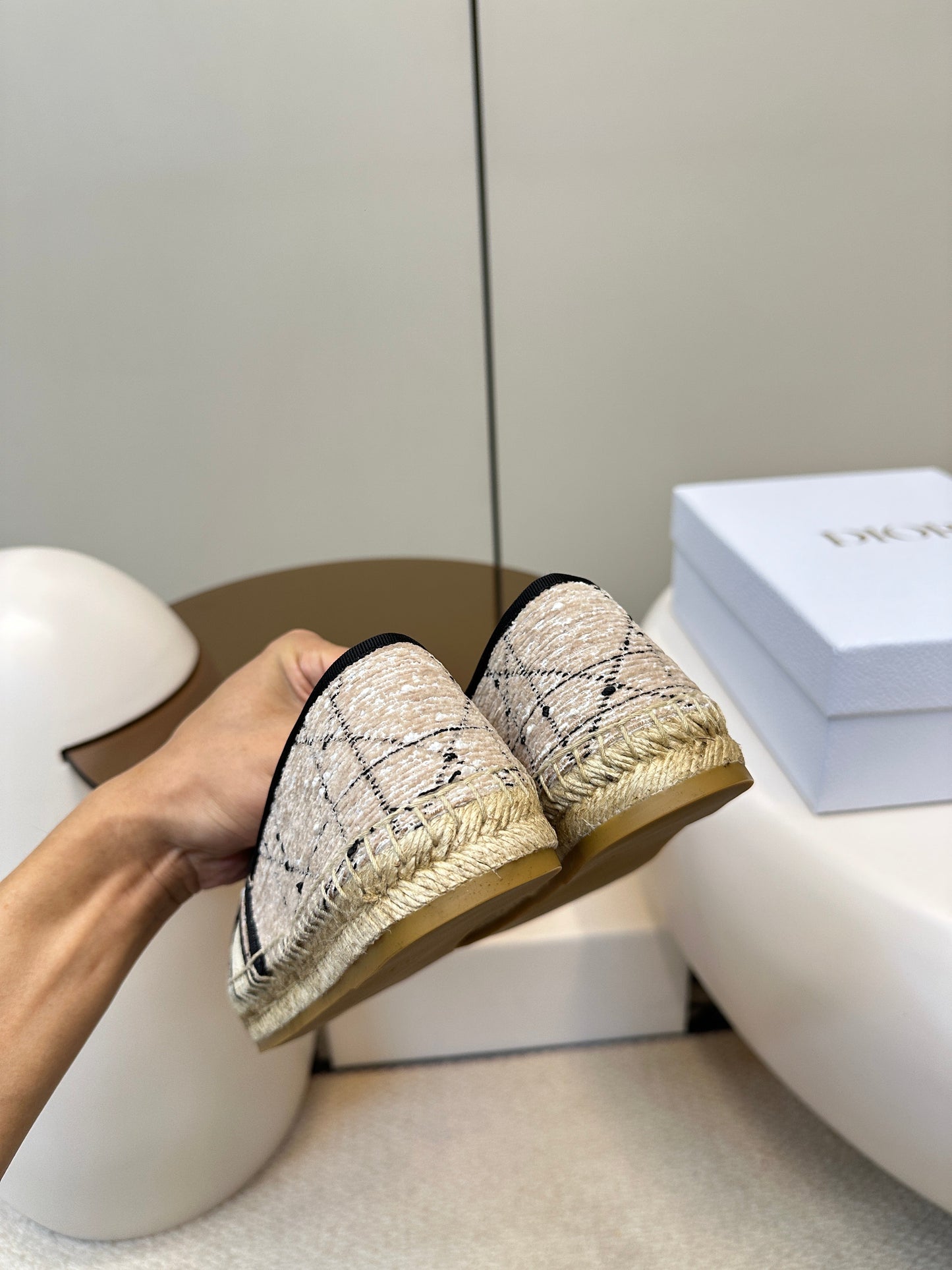 GRANVILLE ESPADRILLE TAN BEIGE OBLIQUE EMBROIDERED COTTON - 36