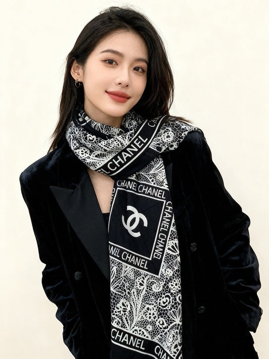 ШАРФ CHANEL 25S 135 СМ З КАШМІРУ ТА ШОВКУ 943317