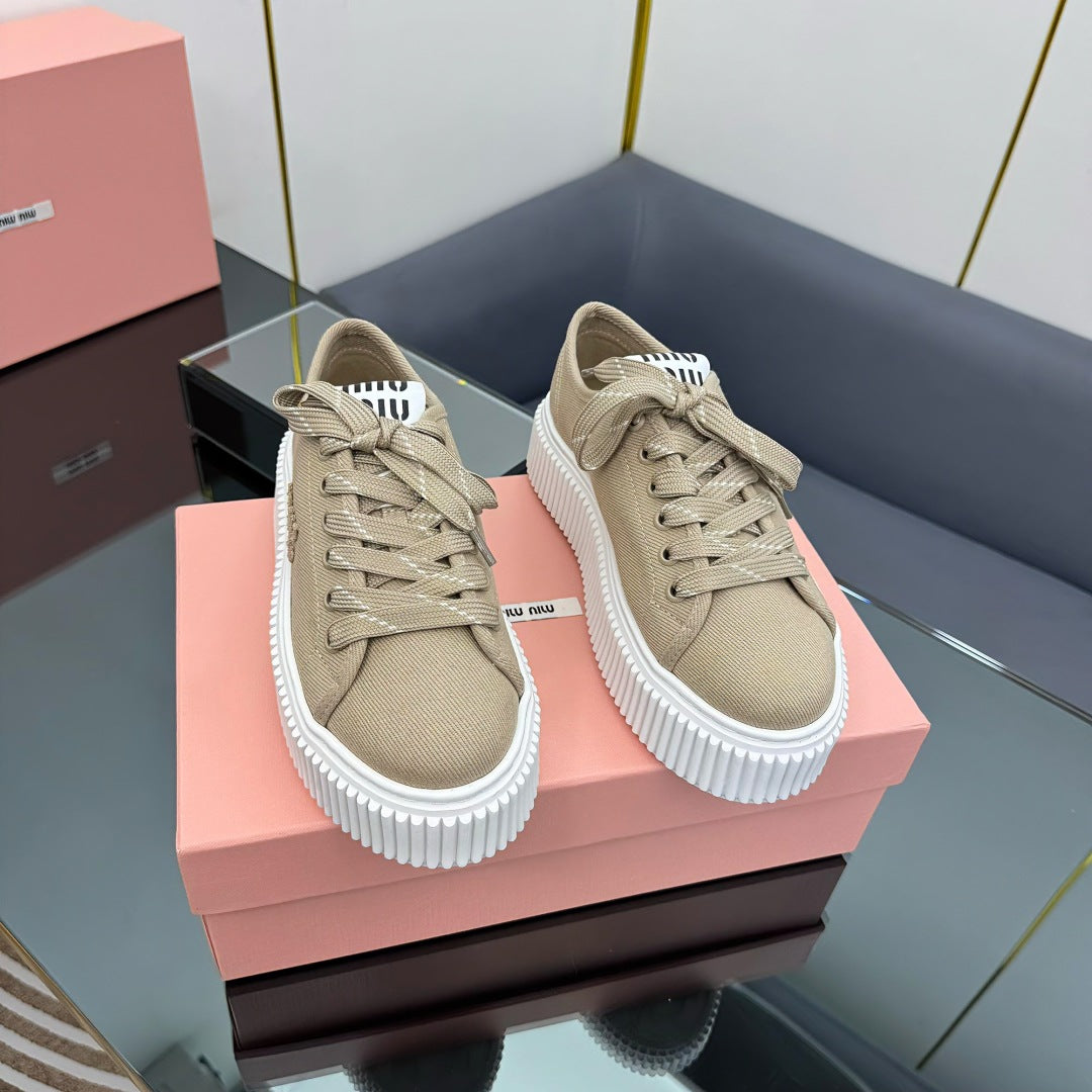 WASH SNEAKER IN DARK BEIGE DENIM - 35