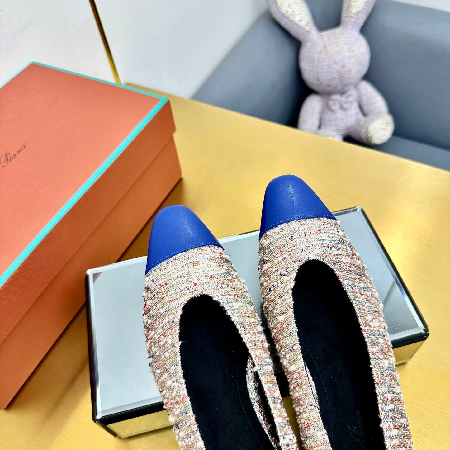 BALLET IN MULTICOLOR TWEED MIX BLUE LAMBSKIN - 35