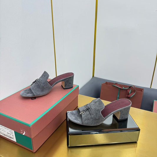 БОСОНІЖКИ LP BLOCK HEEL 25S ІЗ ТЕМНО-СІРОЇ ЗАМШІ - 33