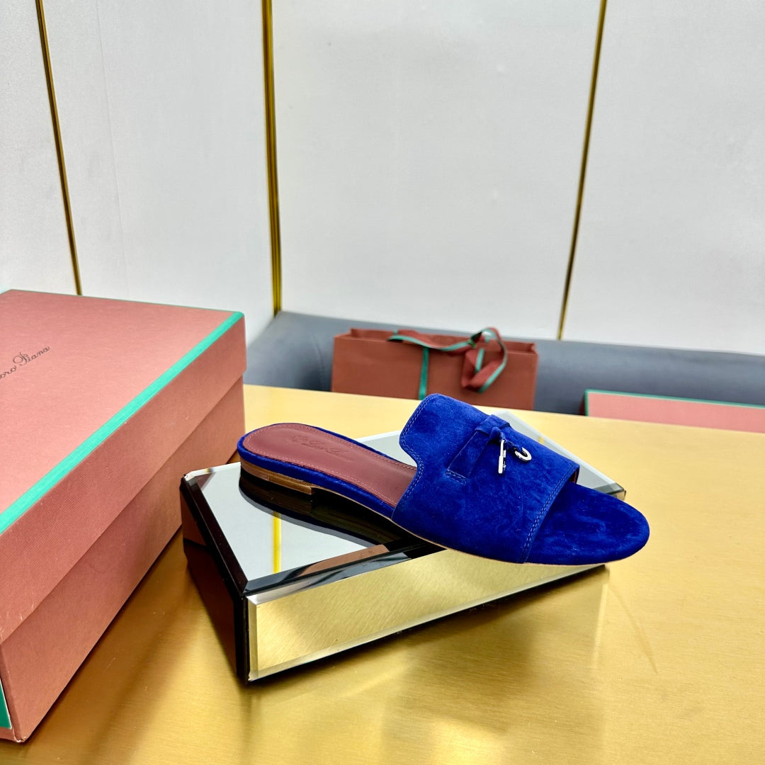 LP SANDALS 25S IN NAVY BLUE SUEDE WITH SILVER HARDWARE - 33