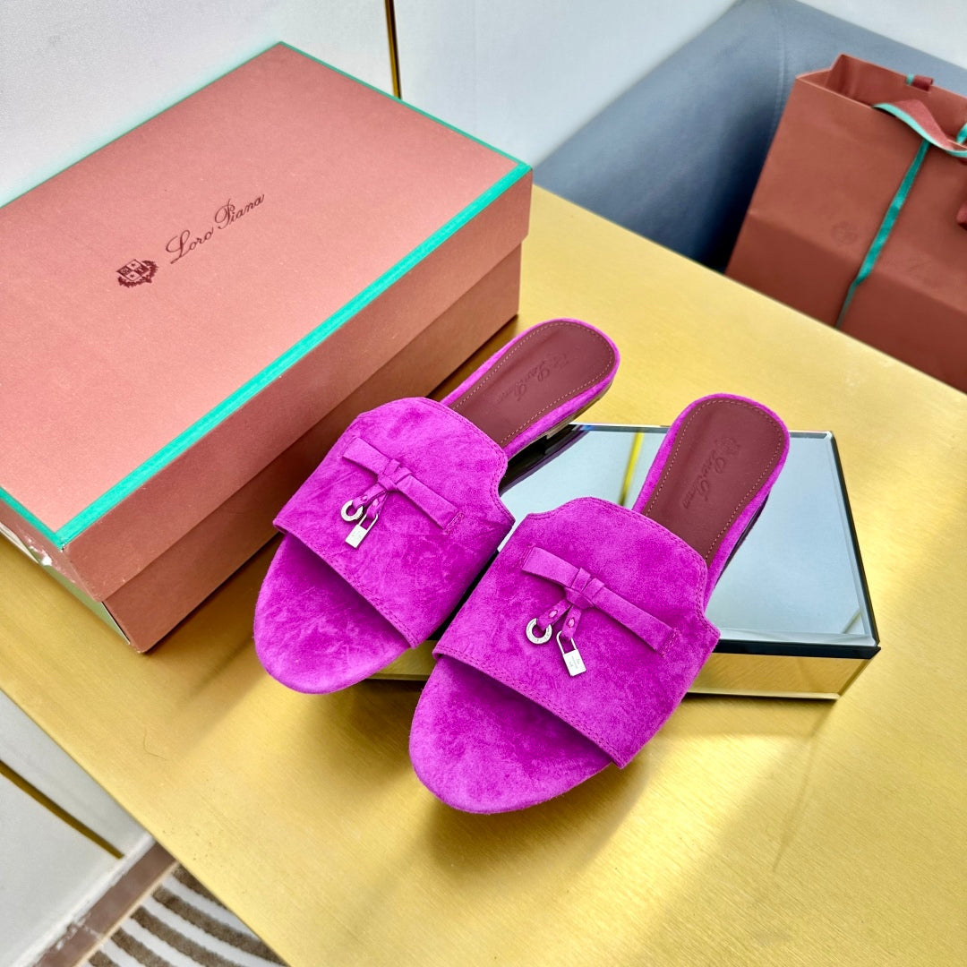 LP SANDALS 25S IN DARK PURPLE SUEDE WITH SILVER HARDWARE - 33