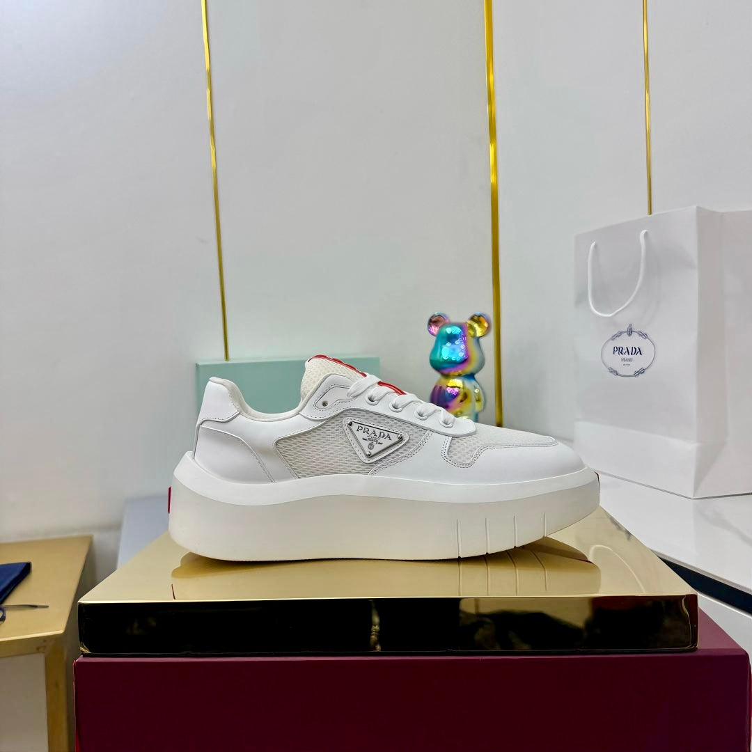 PRADA 25S SNEAKERS IN WHITE CALFSKIN - 35