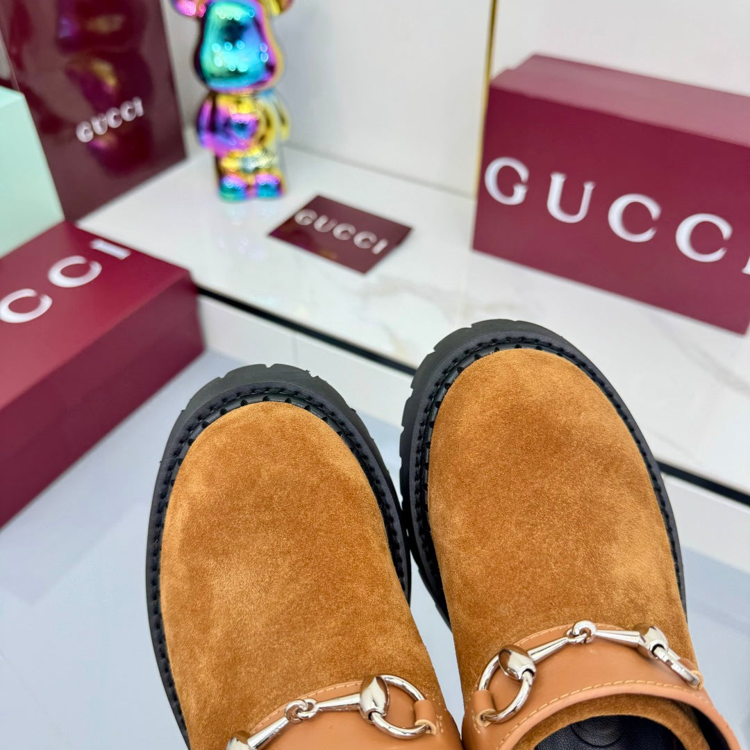 GG PLATFORM MULES 25S IN BURNT ORANGE SUEDE - 35