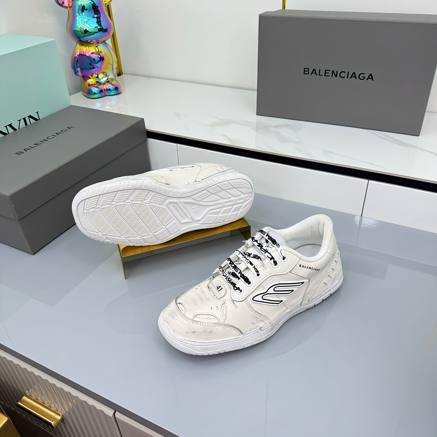BALENCIAGA 25S SNEAKERS IN WHITE LEATHER - 35