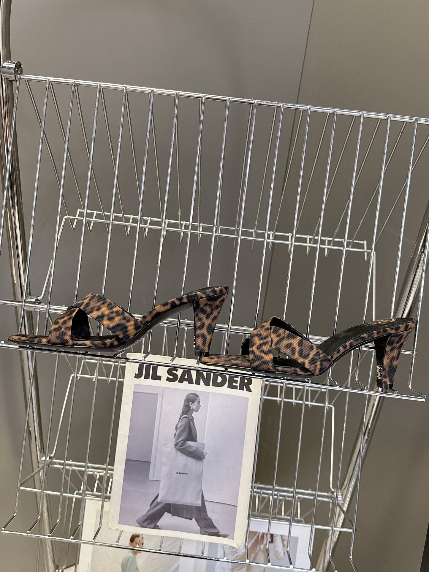 YSL 25S JILL MULES 75MM IN LEOPARD PRINT SMOOTH CALFSKIN - 35