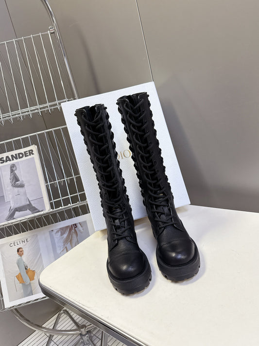 DIOR 25S ЧЕРЕВИКИ D-ROAD З ЧОРНОЇ ЗЕРНИСТОЇ ТЕЛЯЧОЇ ШКІРИ - 35