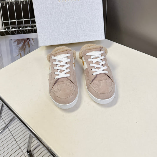 DIOR 25S КРОСІВКИ DIOR STAR З ЗАМШІ ТА ВОВНИ ВІДТІНКУ NUDE PINK - 35