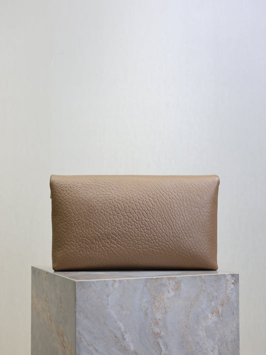 YSL 25S CASSANDRE LARGE ENVELOPE POUCH 29 IN DARK TAUPE CALFSKIN GOLD HARDWRE