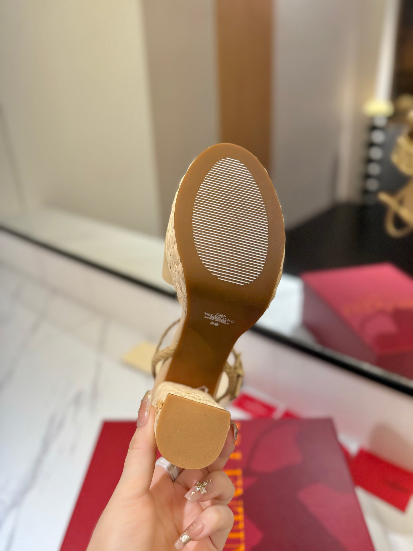 VLTN ESPADRILLE WEDGE SANDALS 25S 115 MM IN GOLDEN BEIGE LAMBSKIN - 35
