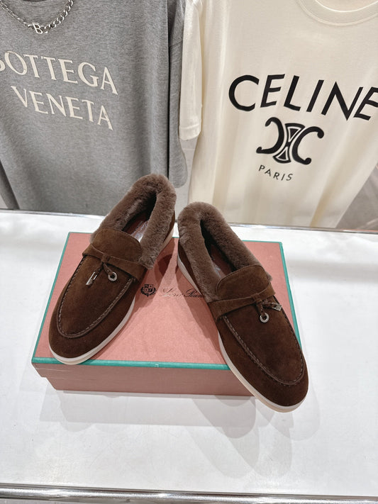LP 25S SUMMER CHARMS WALK LOAFERS IN DARK BROWN SUEDE AND FLEECE - 35