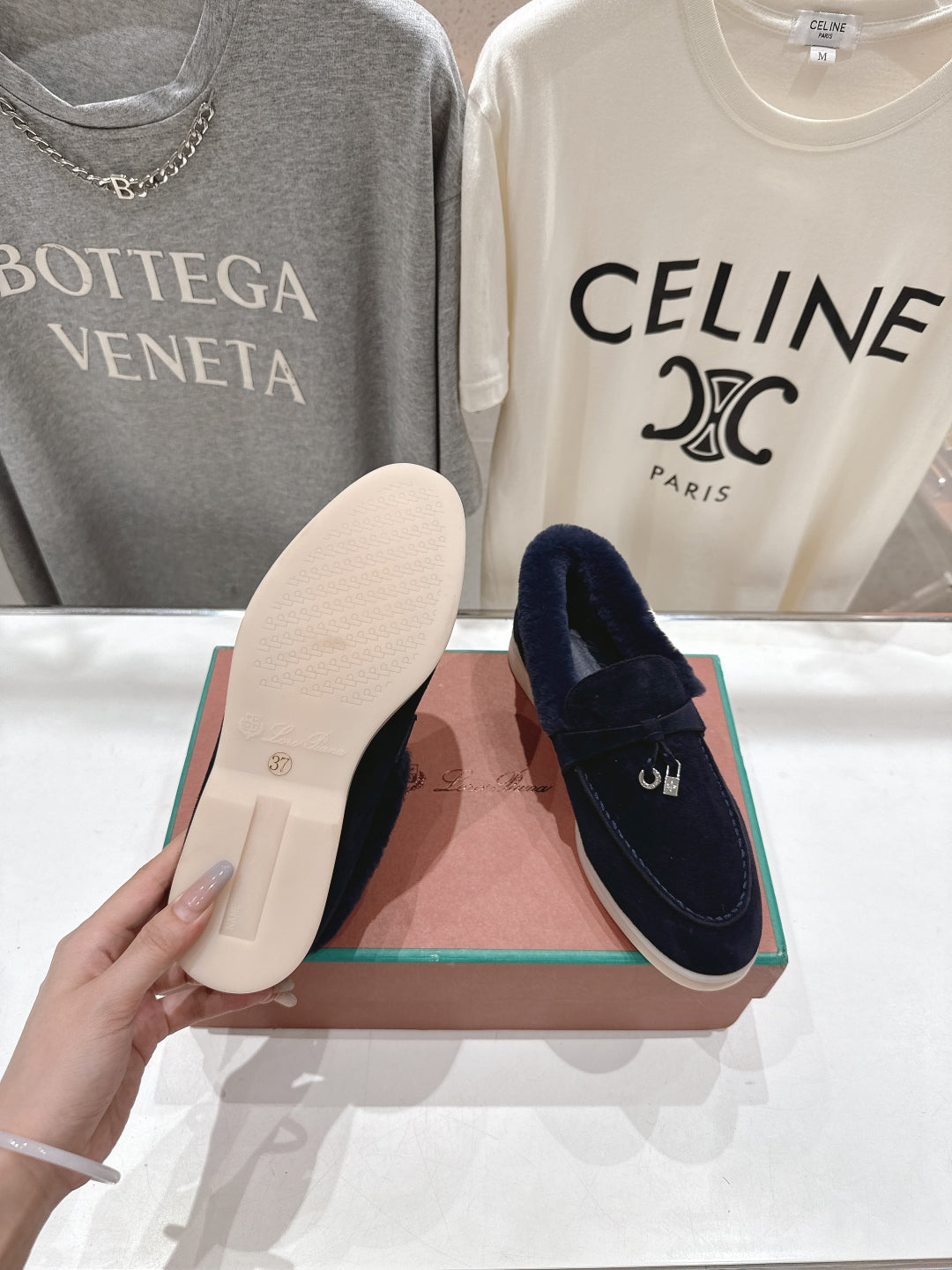 LP 25S SUMMER CHARMS WALK LOAFERS IN DARK NAVY SUEDE AND FLEECE - 35