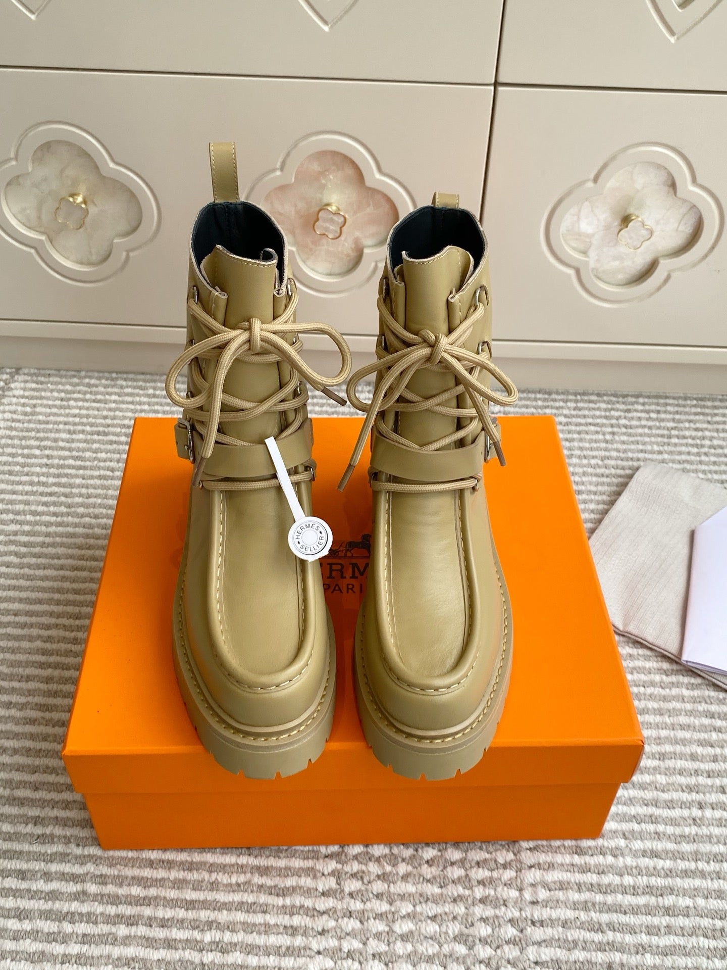 HM 25S ANKLE BOOTS IN WARM BEIGE GOLD LAMBSKIN - 35