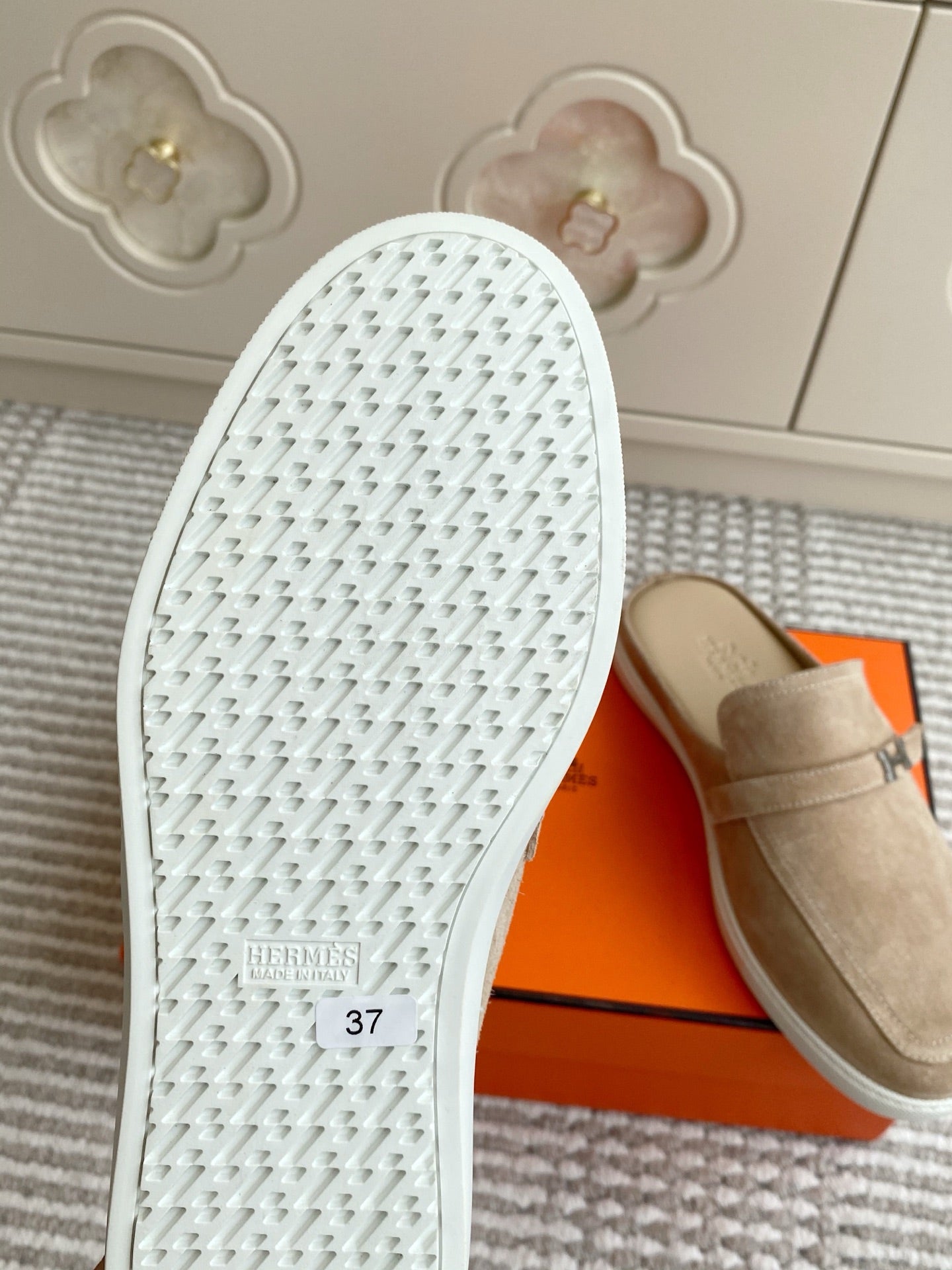 HM 25S MULES IN BEIGE SUEDE WITH SILVER HARDWARE - 35