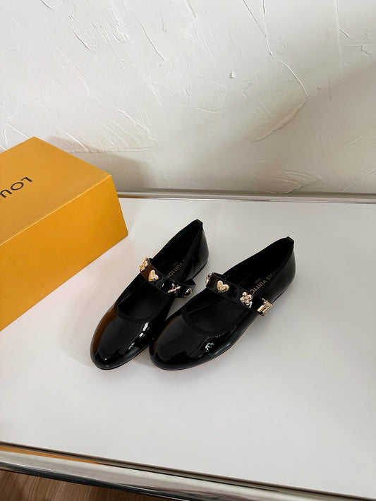 ROMY FLAT BALLERINA IN BLACK PATENT CALFSKIN - 35