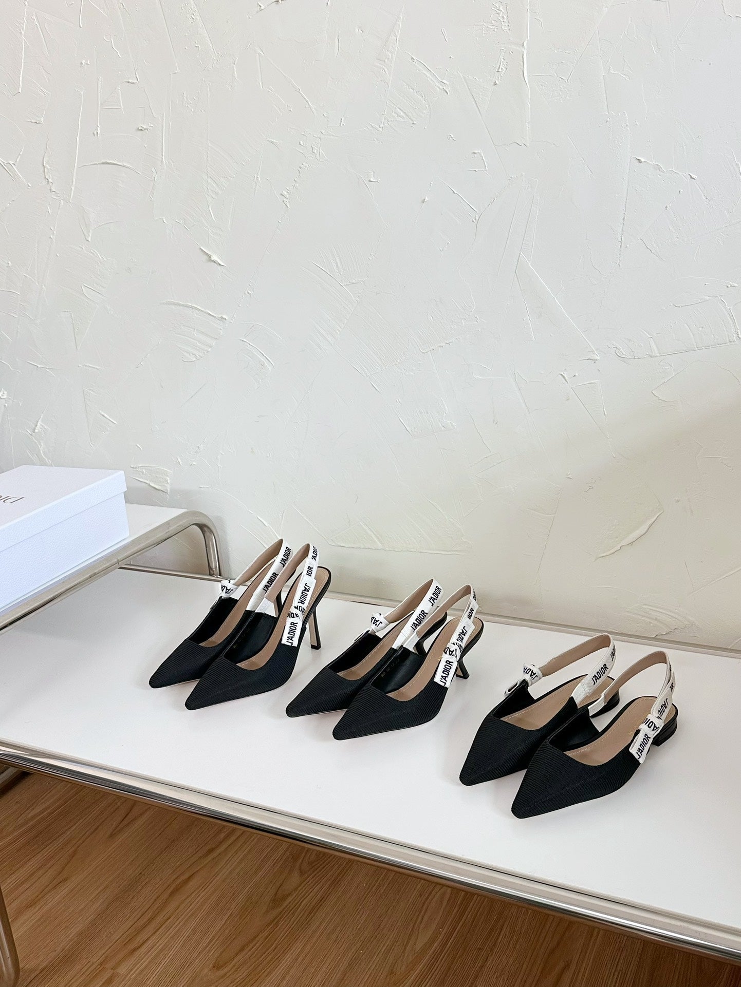 J'ADIOR SLINGBACK FLAT BLACK TECHNICAL FABRIC - 34