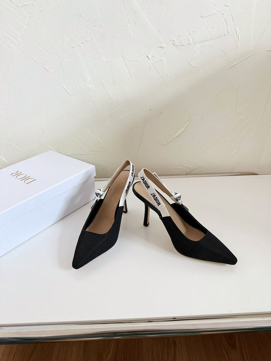 J'ADIOR SLINGBACK PUMP BLACK TECHNICAL FABRIC 10 CM - 34