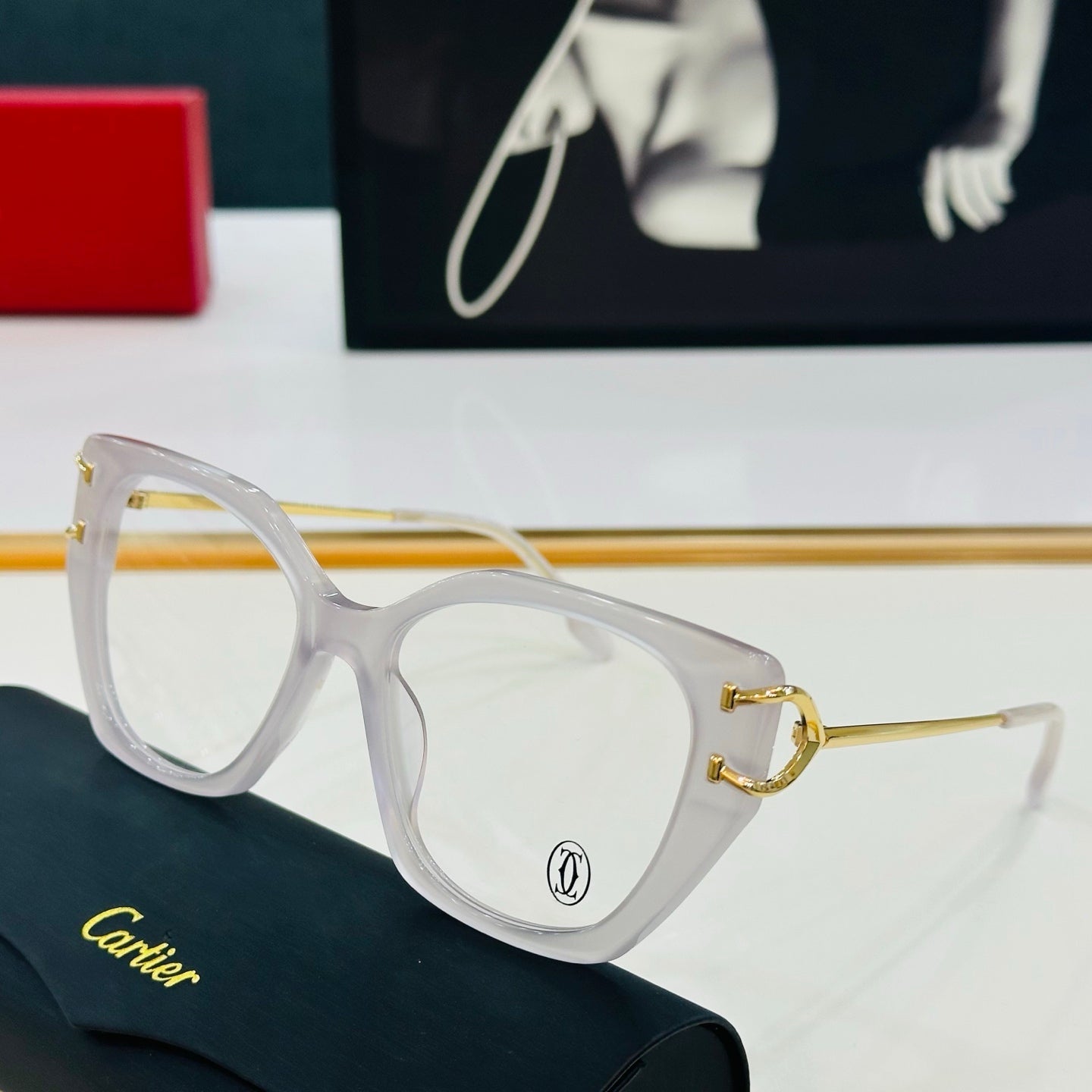 C DE BUTTERFLY FRAME SUNGLASSES 522660 IN ACETATE - Orange havana