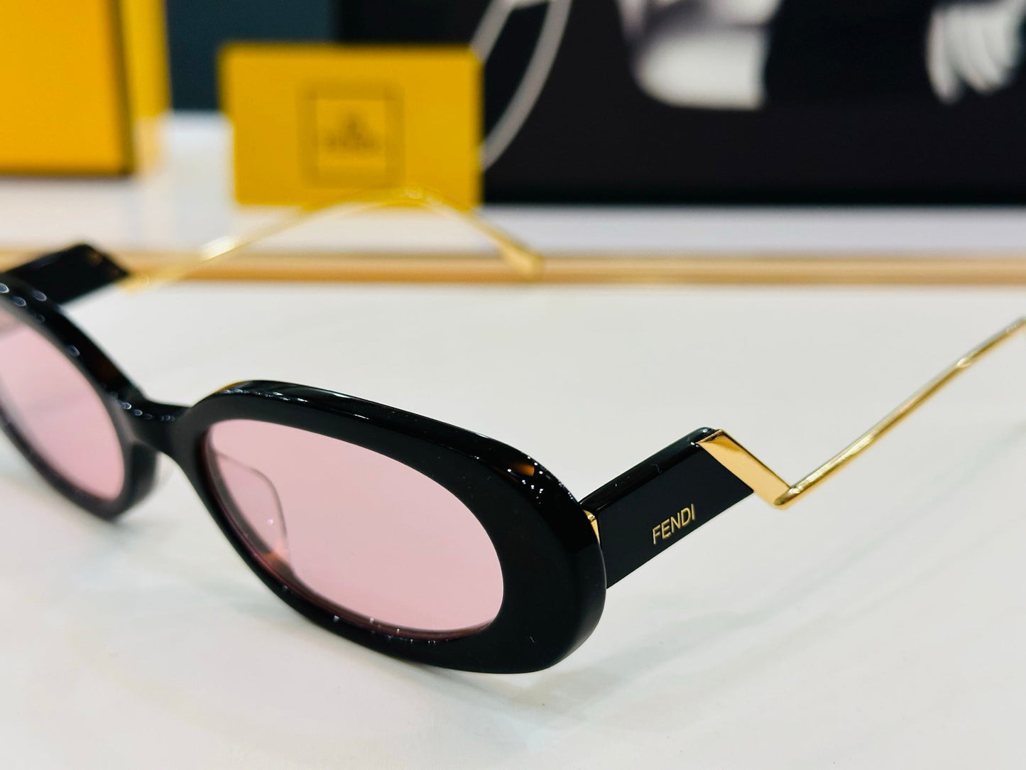 FF DIAMONDS OVAL FRAME SUNGLASSES E3018 IN ACETATE - Orange