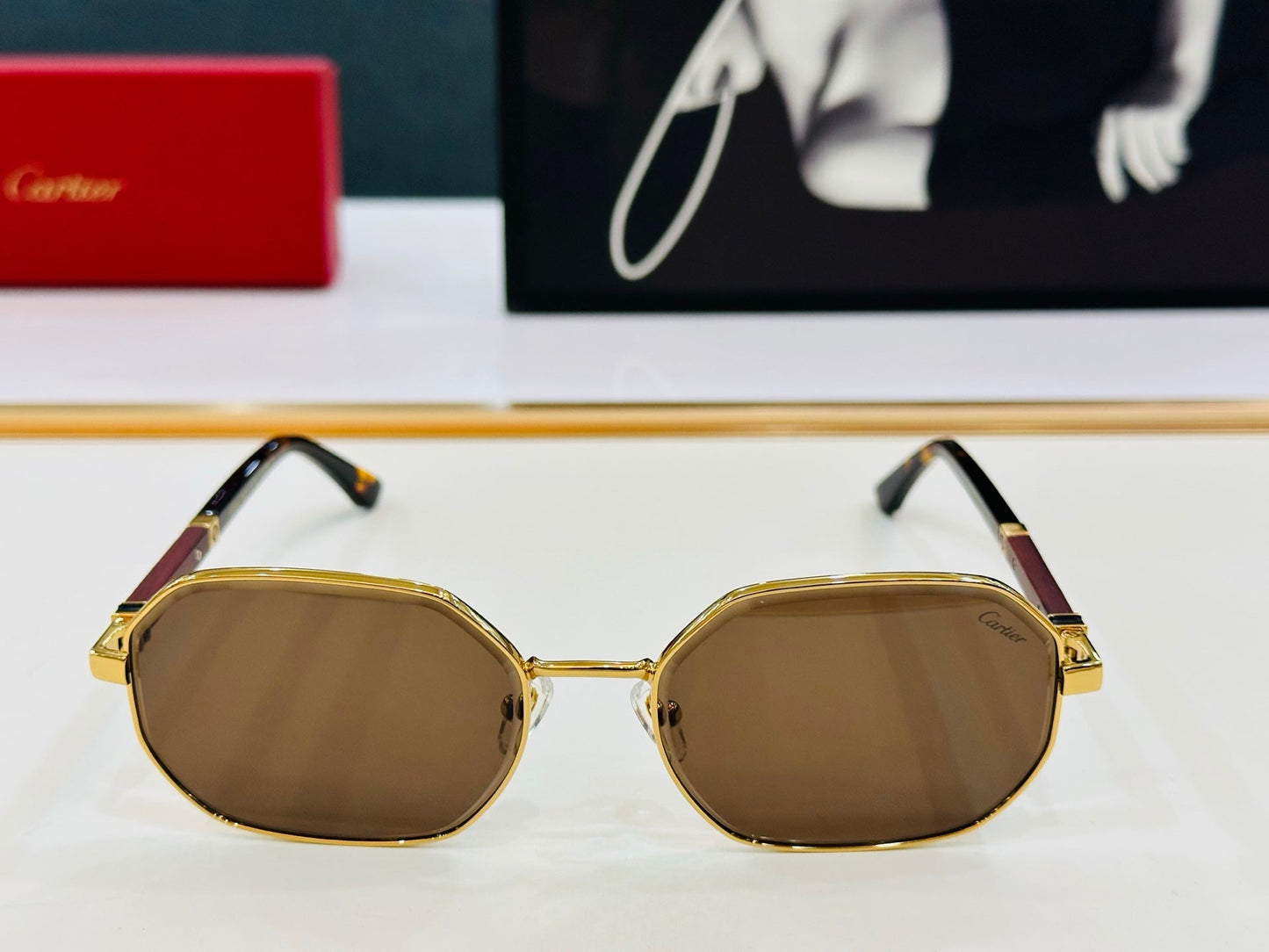PREMIÈRE GEOMETRIC FRAME SUNGLASSES CT0492S IN METAL - Gold/ smoke