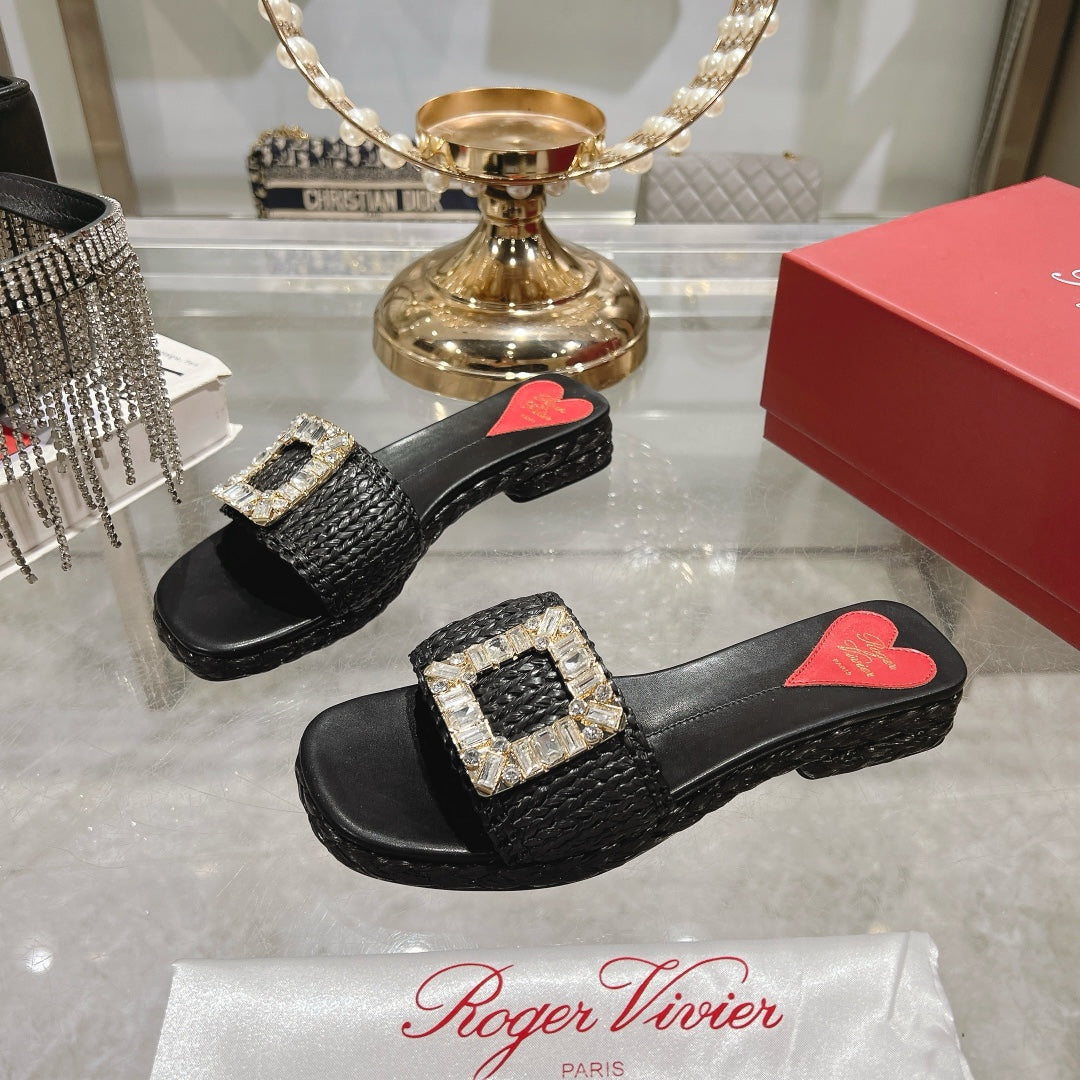 ESPADRILLES MULES IN BLACK RAFFIA - 35