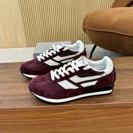 TOM FORD SNEAKERS IN DARK BURGUNDY RED MESH AND SUEDE 434241