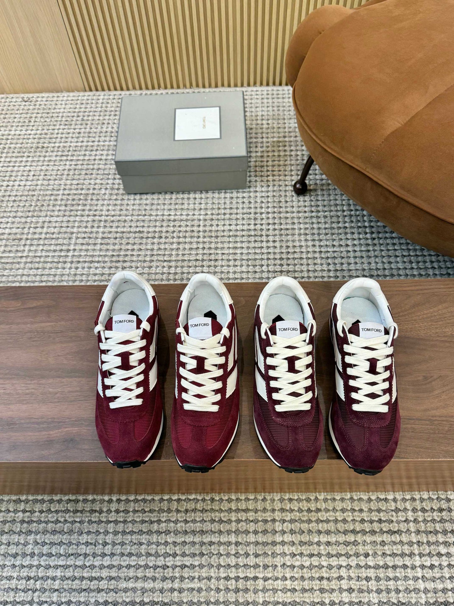 TOM FORD SNEAKERS IN CHERRY RED MESH AND SUEDE 434240