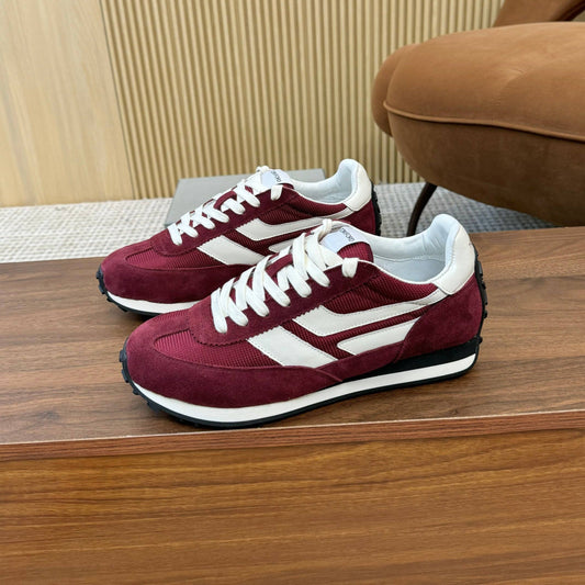 TOM FORD SNEAKERS IN CHERRY RED MESH AND SUEDE 434240